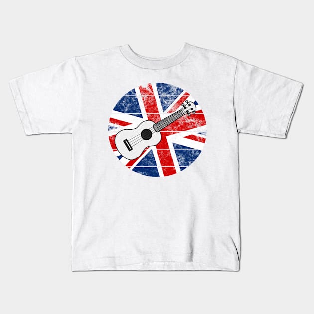 Ukulele UK Flag Britain Ukulelist British Musician Kids T-Shirt by doodlerob